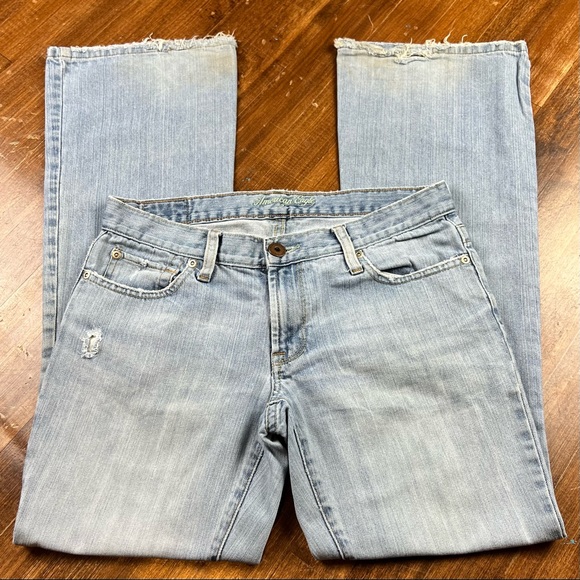 American Eagle Outfitters Denim - American Eagle Womens Hipster Skinny Flare Jeans Size 6 Regular Distressed Dirty